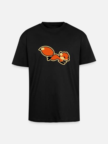 Fox - Oversized Heavyweight Unisex T-Shirt - Schwarz