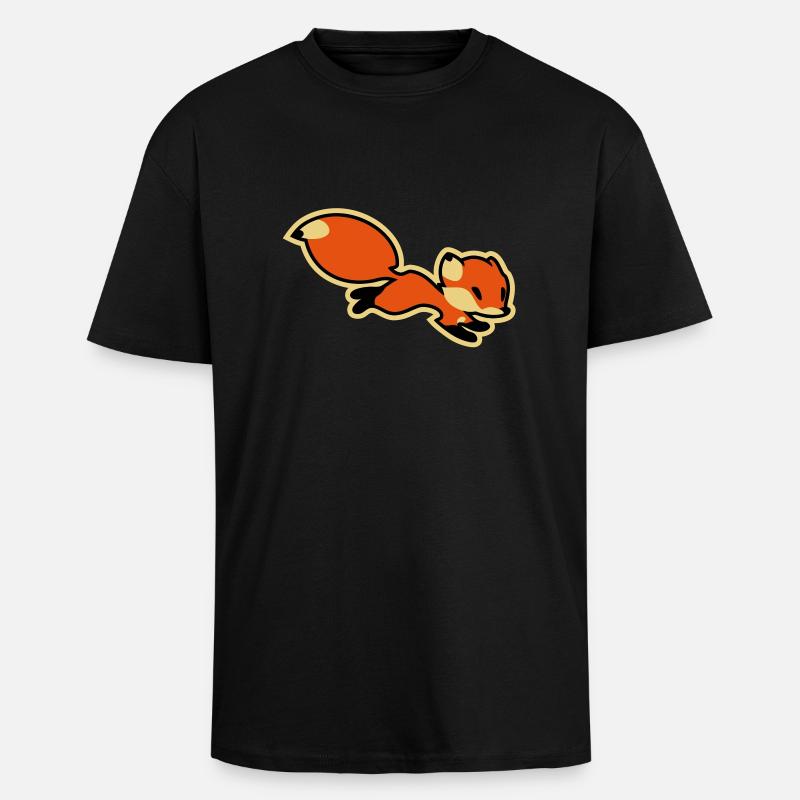 Fox - Oversized Heavyweight Unisex T-Shirt - Schwarz