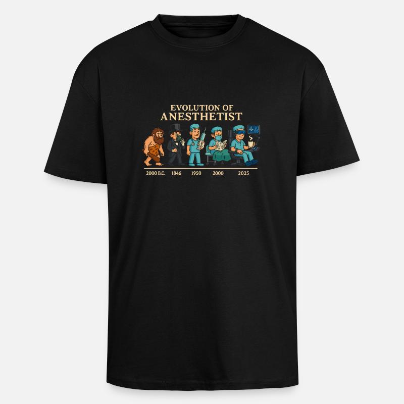 Evolution der Anästhesisten - Oversized Heavyweight Unisex T-Shirt - Schwarz