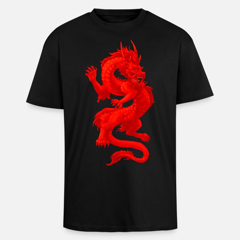 Leuchtender Drache - Oversized Heavyweight Unisex T-Shirt - Schwarz