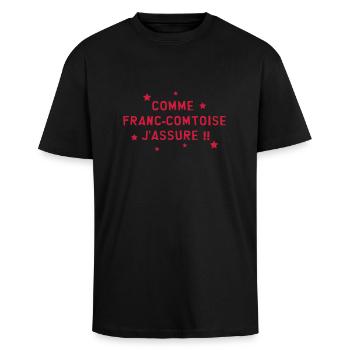 Franche-comté / Franc-Comtois / Franc-Comtoise - T-shirt unisexe oversize épais - noir - Devant - Alina (178cm) & Michal (187cm)