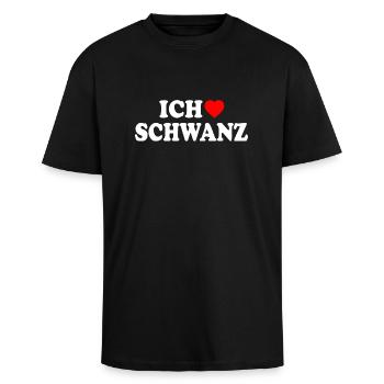 Ich liebe schwanz - Oversized Heavyweight Unisex T-Shirt - Schwarz - Vorne - Alina (178cm) & Michal (187cm)