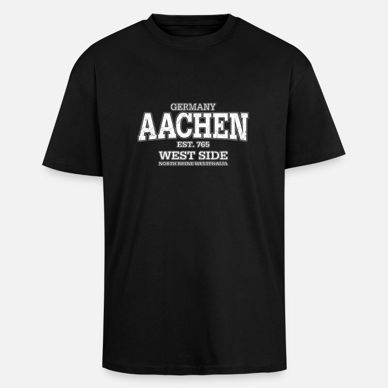 Aachen (à l'ancienne blanc) - T-shirt unisexe oversize épais - noir