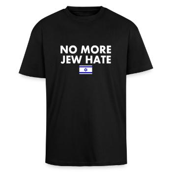 No more jew hate - Oversized Heavyweight Unisex T-Shirt - Schwarz - Vorne - Alina (178cm) & Michal (187cm)