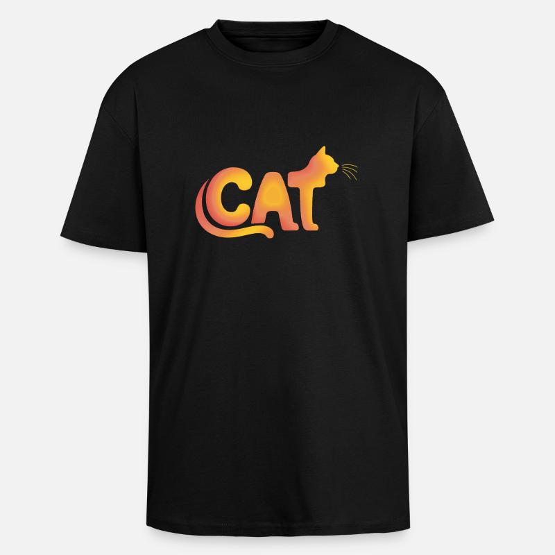 Chat - Logo de chat mignon - T-shirt unisexe oversize épais - noir