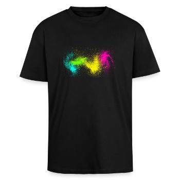 T-Shirt - Oversized Heavyweight Unisex T-Shirt - Schwarz - Vorne - Alina (178cm) & Michal (187cm)