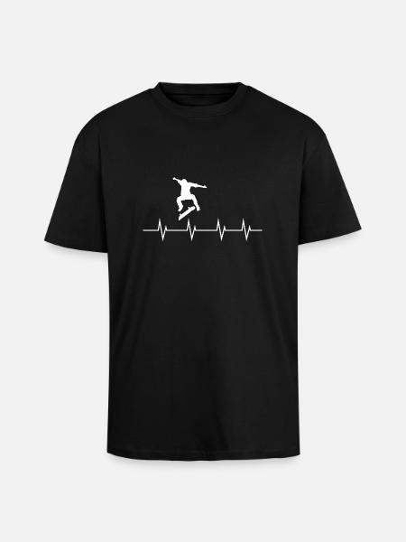 Heartbeat of a Skateboarder - Unisex Oversized Heavyweight T-shirt - black