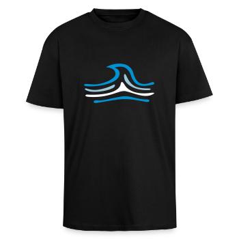 cadeau pour les surfeurs, vague wakeboard et SUP - T-shirt unisexe oversize épais - noir - Devant - Alina (178cm) & Michal (187cm)