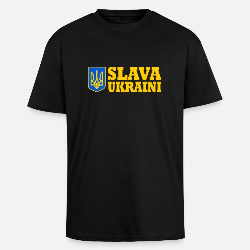 Slava ukraini - Oversized Heavyweight Unisex T-Shirt - Schwarz