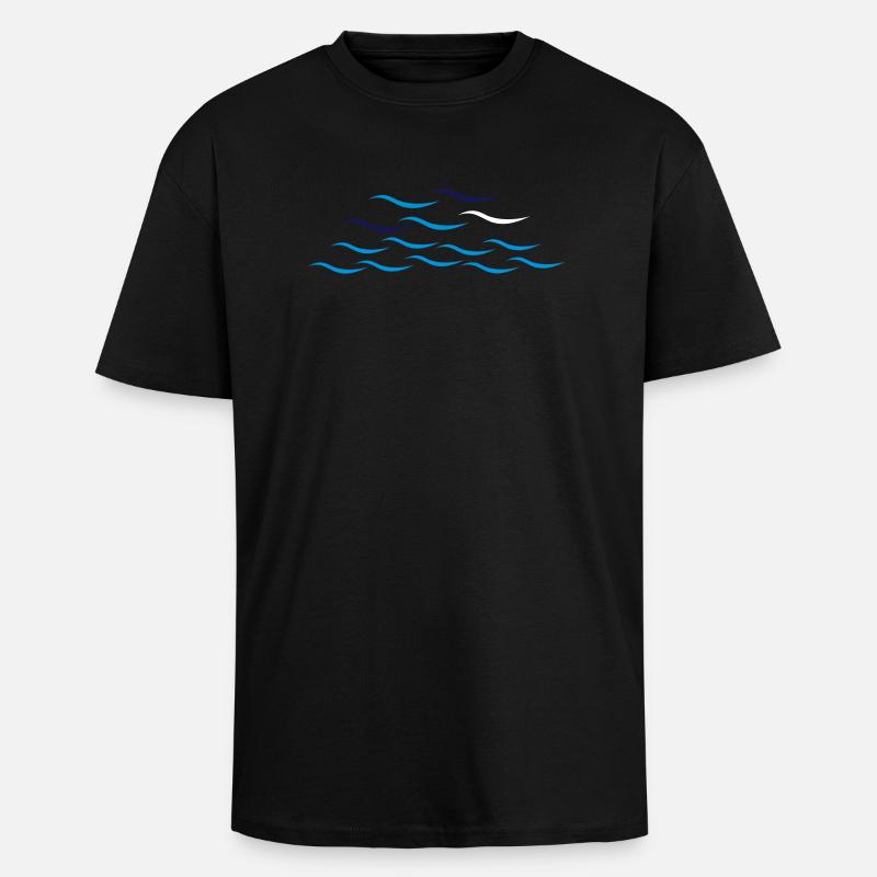Wellen - Oversized Heavyweight Unisex T-Shirt - Schwarz