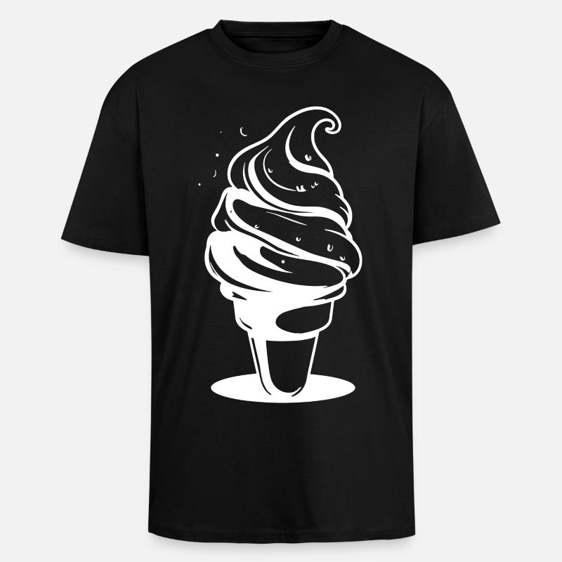 Dessin de crème glacée molle - T-shirt unisexe oversize épais - noir