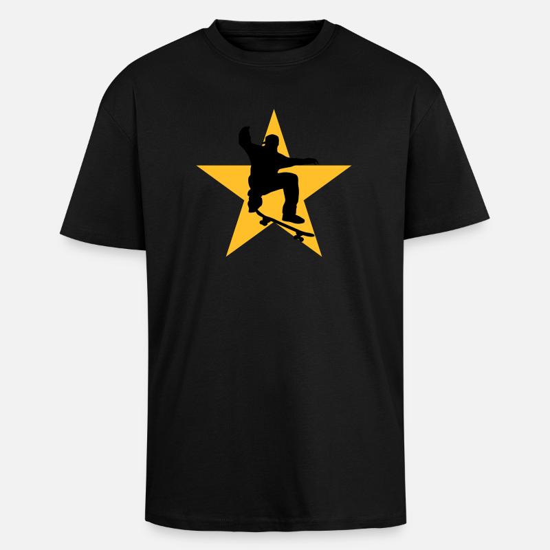 skater_star_c_2c - T-shirt unisexe oversize épais - noir