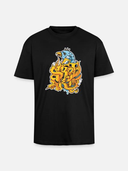 Graffiti street art with eagle and crown - Unisex Oversized Heavyweight T-shirt - black