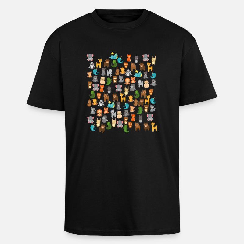 süße Comic Tiere kawaii - Oversized Heavyweight Unisex T-Shirt - Schwarz