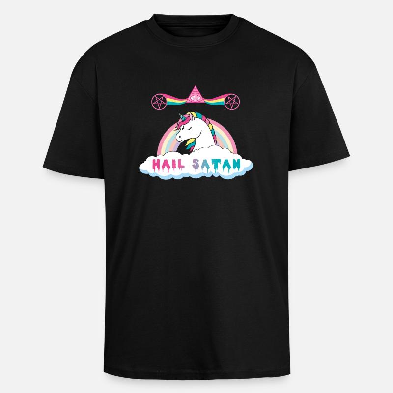 Hagel Satan Einhorn - Oversized Heavyweight Unisex T-Shirt - Schwarz