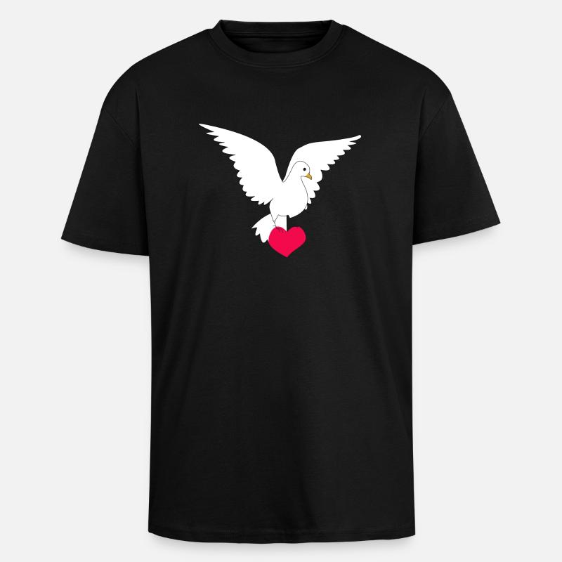 Friedenstaube - Oversized Heavyweight Unisex T-Shirt - Schwarz