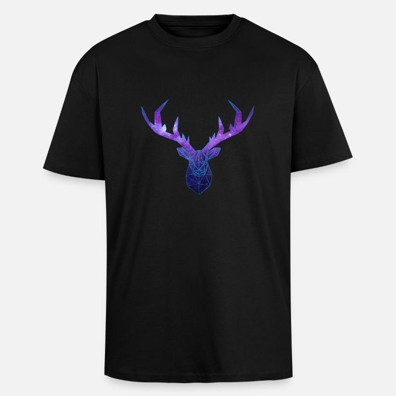 Cerf Low Poly Cosmos - Oversized Heavyweight Unisex T-Shirt - Schwarz