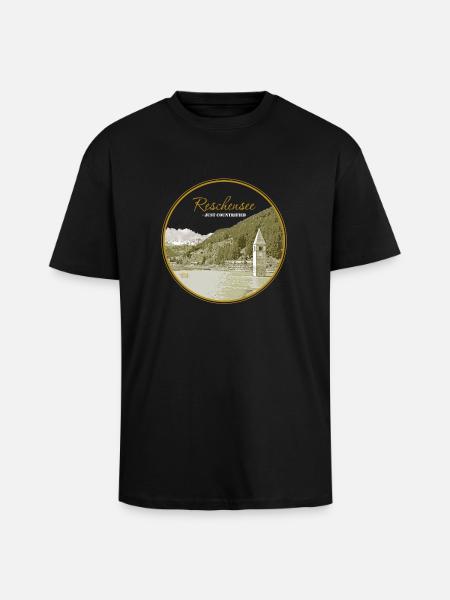 Reschensee - Oversized Heavyweight Unisex T-Shirt - Schwarz