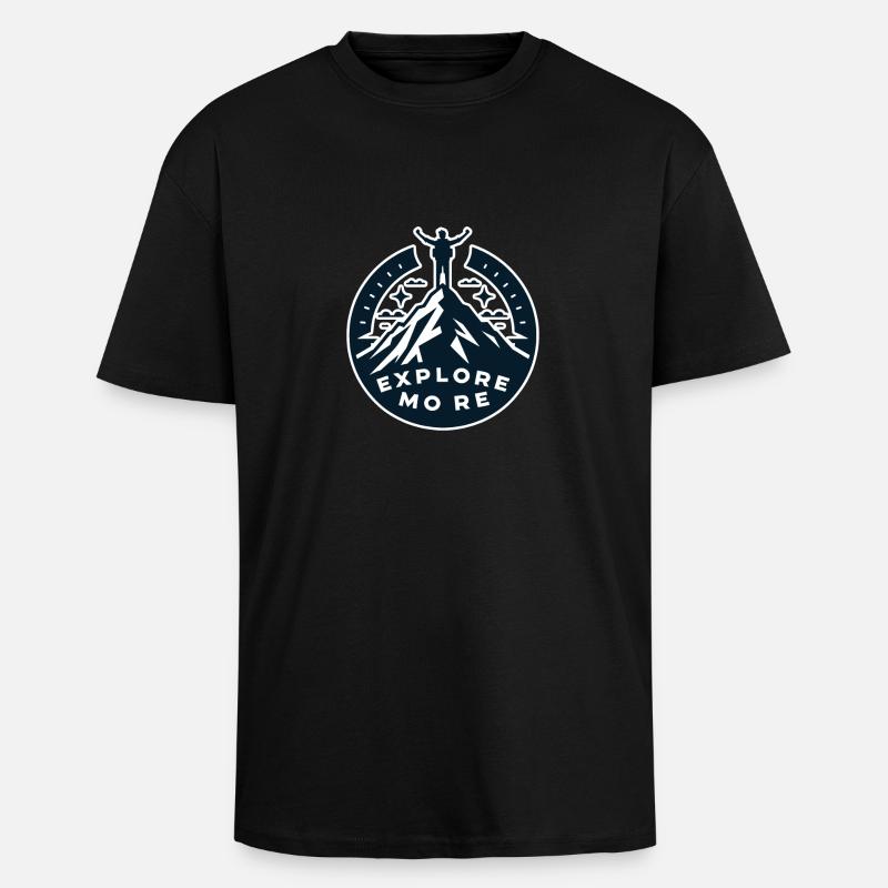 Explore more - Wanderer - Oversized Heavyweight Unisex T-Shirt - Schwarz