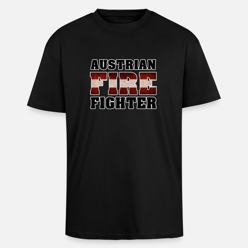 Austrian Fire Fighter - Oversized Heavyweight Unisex T-Shirt - Schwarz