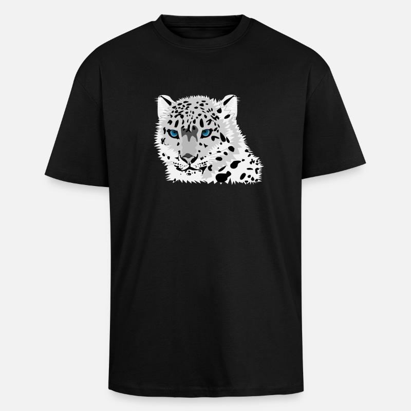 Schneeleopard - Oversized Heavyweight Unisex T-Shirt - Schwarz