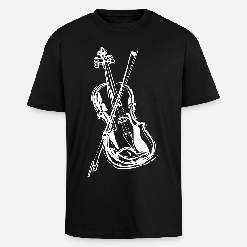 Dessin de violon - T-shirt unisexe oversize épais - noir