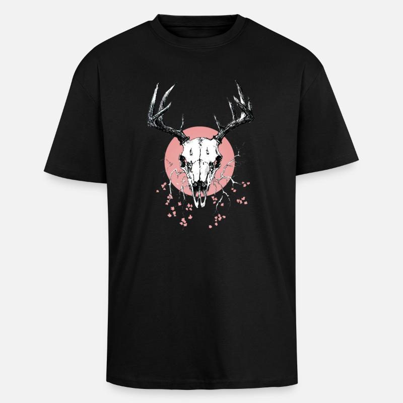 Hirschschädel (pink) - Oversized Heavyweight Unisex T-Shirt - Schwarz