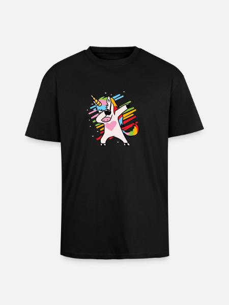 unicornio Dab - Camiseta unisex oversize de tejido grueso - negro