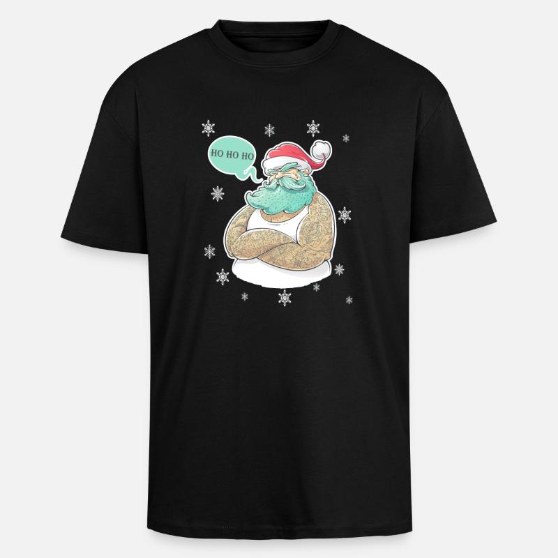 Santa Tattoo - Oversized Heavyweight Unisex T-Shirt - Schwarz