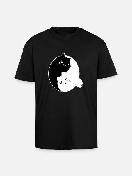 Yin Yang cats - Unisex Oversized Heavyweight T-shirt - black