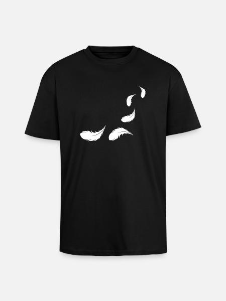 flying feathers white - Unisex Oversized Heavyweight T-shirt - black