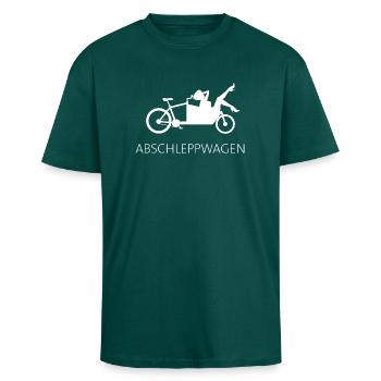 Cargo vélo dépanneuse blanc - T-shirt unisexe oversize épais - hunter green - Devant - Alina (178cm) & Michal (187cm)