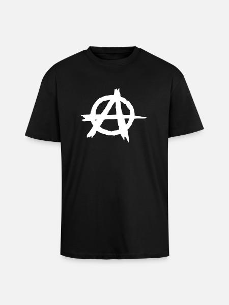 Anarchy symbol in circle - Unisex Oversized Heavyweight T-shirt - black