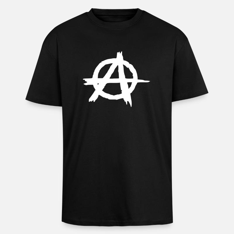 Anarchy symbol in circle - Unisex Oversized Heavyweight T-shirt - black