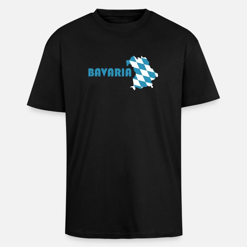 Bavaria flag map - Unisex Oversized Heavyweight T-shirt - black