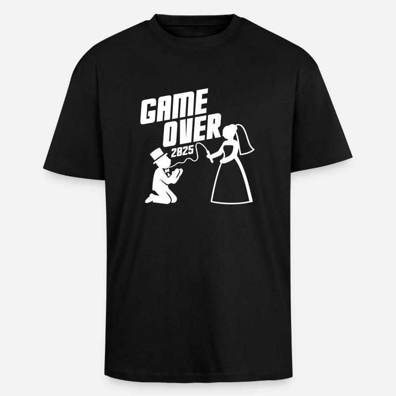 Game Over 2025 Wedding - Unisex Oversized Heavyweight T-shirt - black