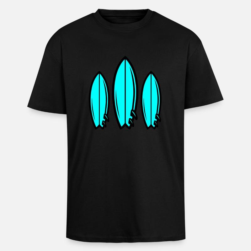 Planche de surf symbole surf - T-shirt unisexe oversize épais - noir