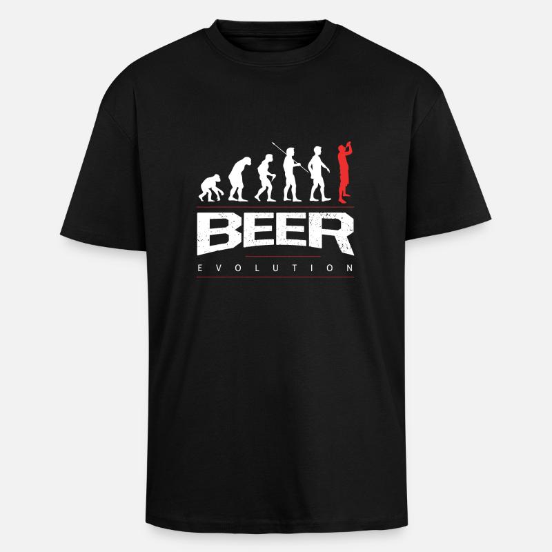 Bier Evolution - Oversized Heavyweight Unisex T-Shirt - Schwarz