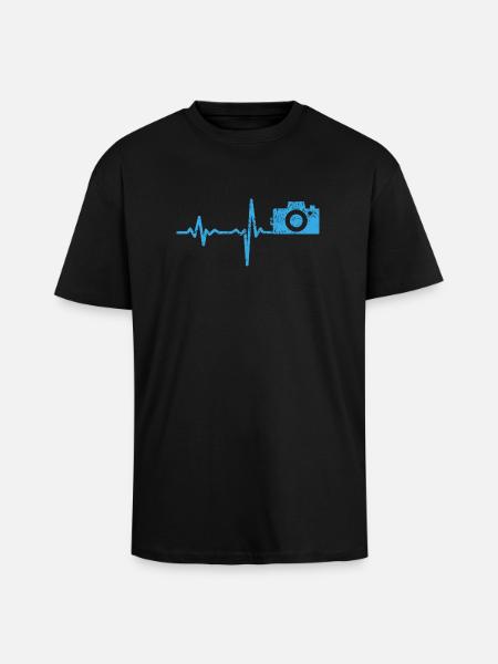 Gift heartbeat photographer camera - Unisex Oversized Heavyweight T-shirt - black