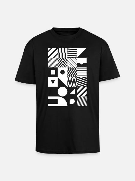 Minimal Muster Abstrakt - Oversized Heavyweight Unisex T-Shirt - Schwarz