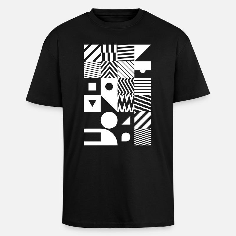 Minimal Muster Abstrakt - Oversized Heavyweight Unisex T-Shirt - Schwarz
