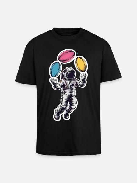 Astronaut Rugby Space Weightless - Unisex Oversized Heavyweight T-shirt - black