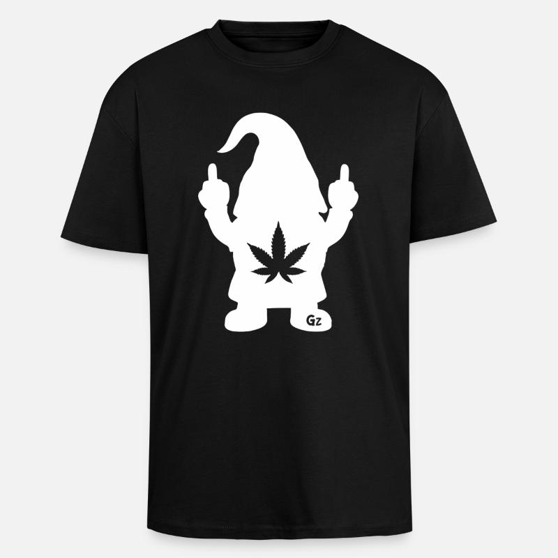 Frecher Zwerg mit Hanfblatt - Oversized Heavyweight Unisex T-Shirt - Schwarz