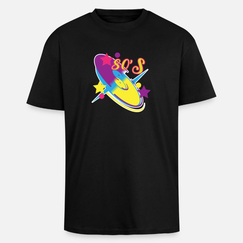 80's Disc - Oversized Heavyweight Unisex T-Shirt - Schwarz