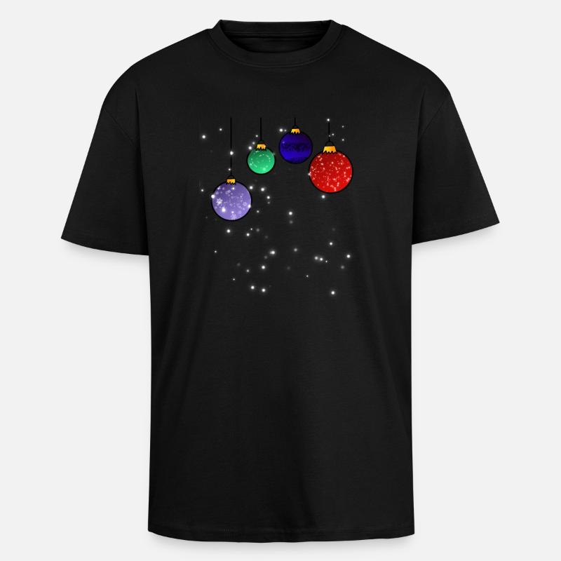 Christbaumkugeln mit Schneeflocken - Oversized Heavyweight Unisex T-Shirt - Schwarz