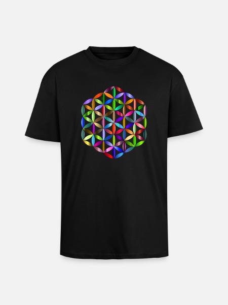 Fleur de vie - T-shirt unisexe oversize épais - noir