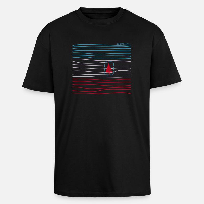 Boot in Wellen - Oversized Heavyweight Unisex T-Shirt - Schwarz