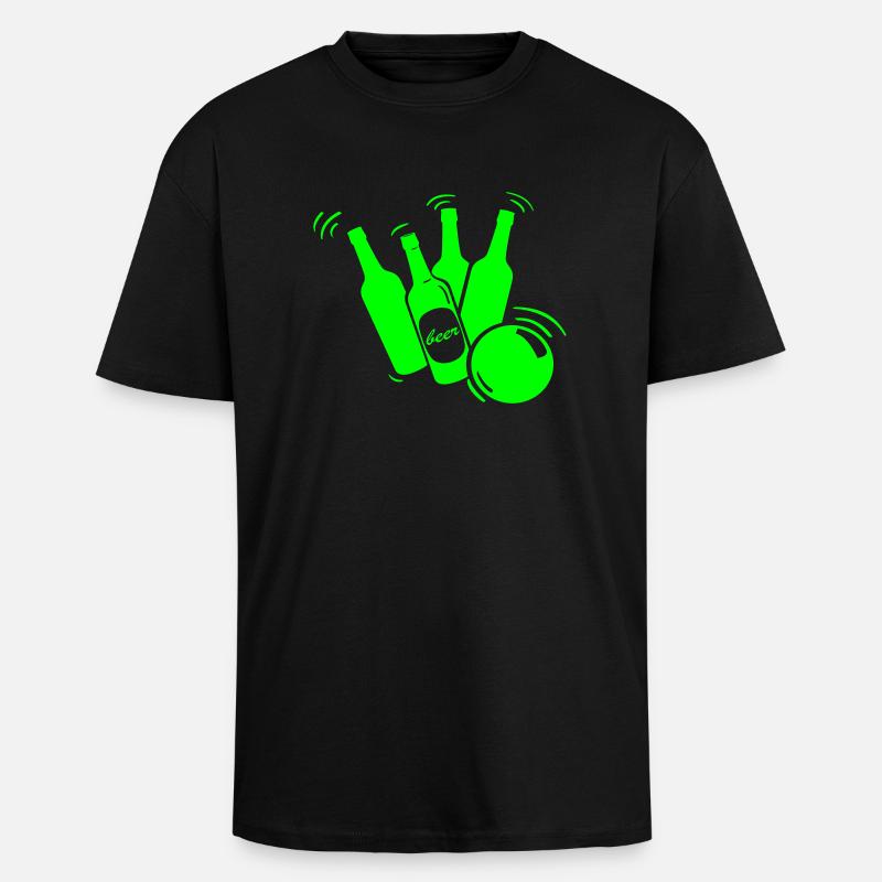 Bierflaschen Bowling - Oversized Heavyweight Unisex T-Shirt - Schwarz