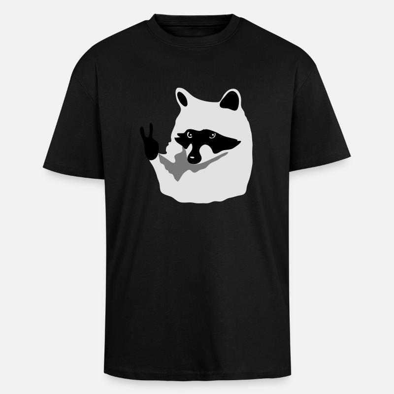 Waschbär-Peace - Oversized Heavyweight Unisex T-Shirt - Schwarz