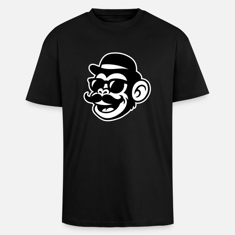 Affe Sir Mustache - Oversized Heavyweight Unisex T-Shirt - Schwarz